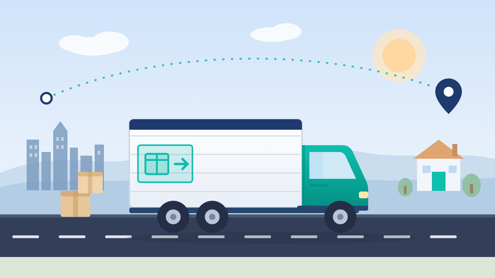 Long distance movers driving an interstate route between two cities