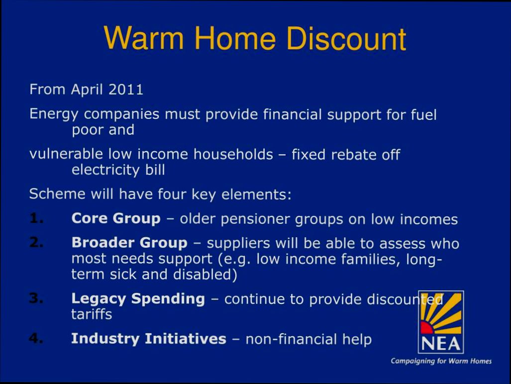 What is the warm homes discount - 8