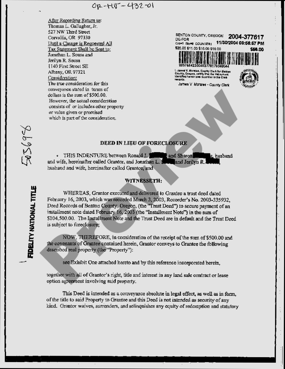 What is a Deed in Lieu of Foreclosure preview