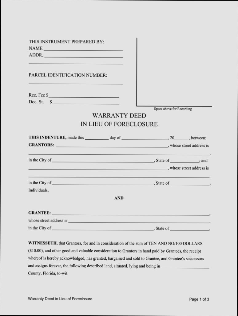 What is a Deed in Lieu of Foreclosure - 1