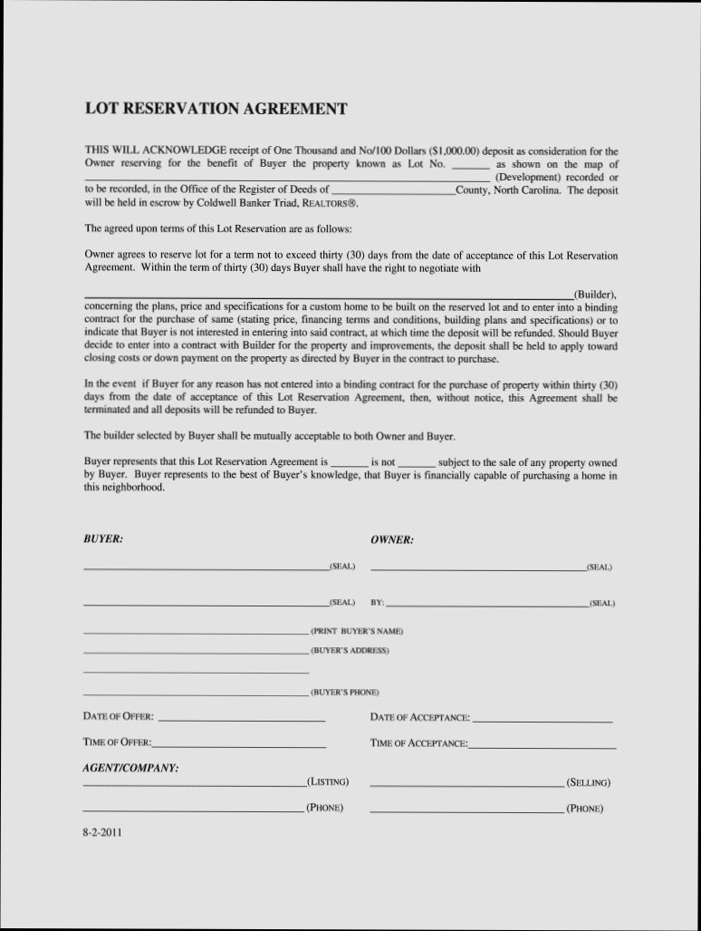 What is Real Estate Reservation Agreement in Spain - 0